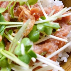 ❤　フライドオニオン＆カイワレのせネギトロ丼　❤